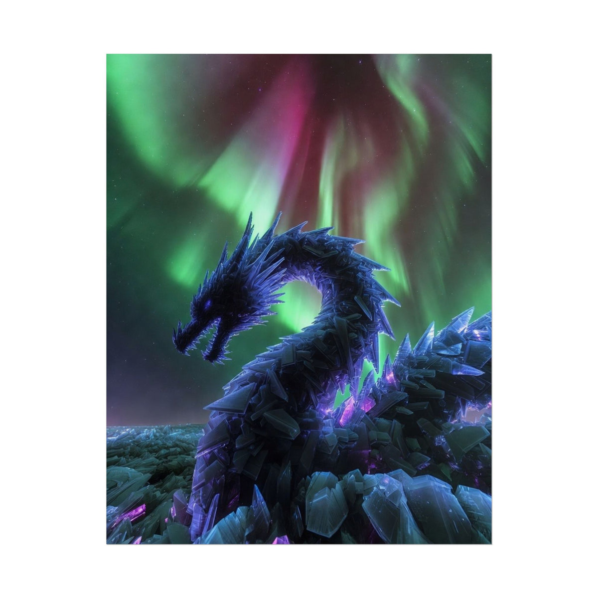 Aurora Crystal Dragon Poster — Fantasy Wall Art Print