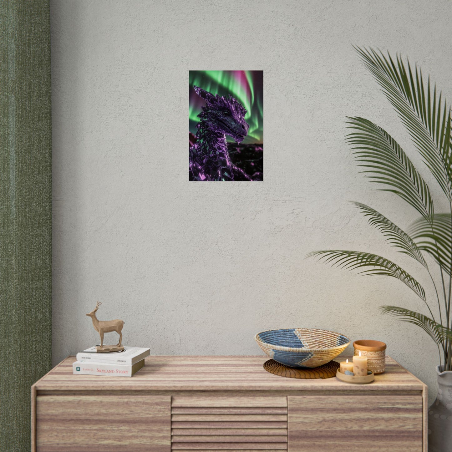 Aurora Dragon Rolled Poster — Purple Crystal Dragon Wall Art