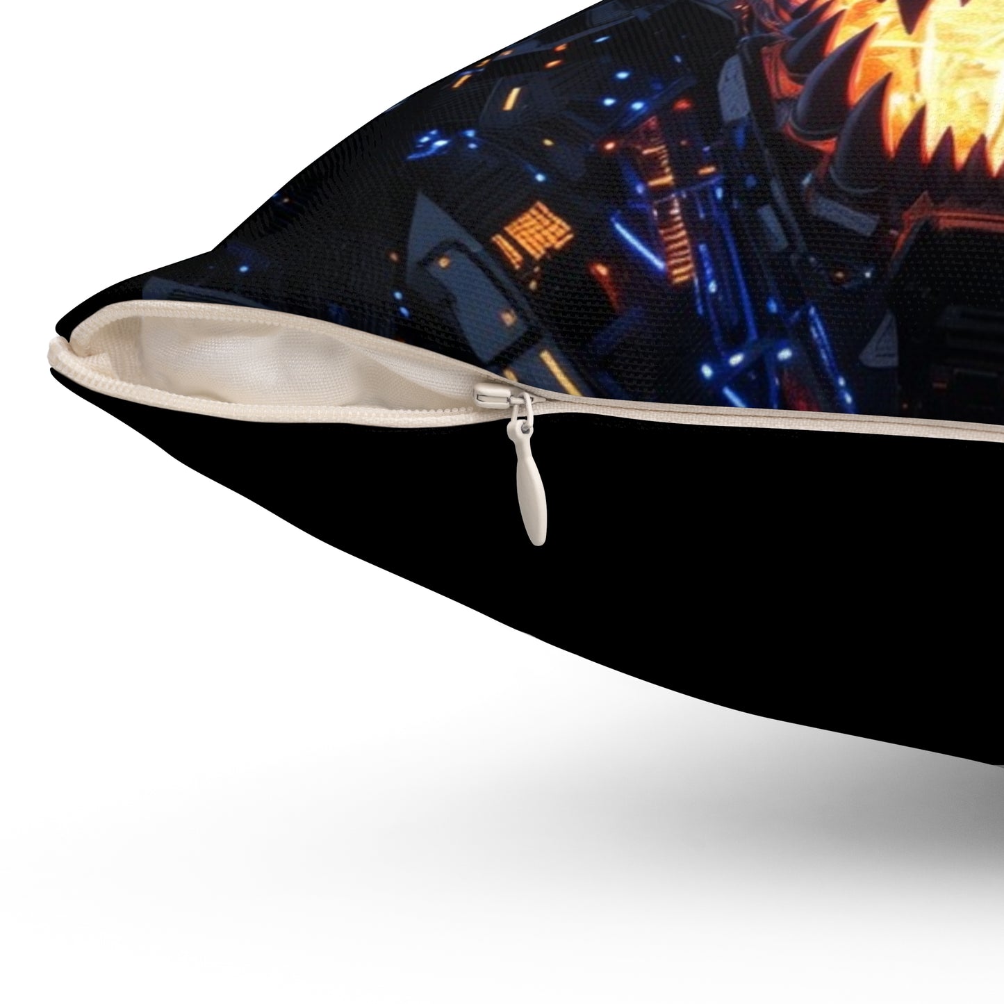 Cyber Dragon Throw Pillow — Glowing Blue Eyes, Lightning Tech Monster Decorative Cushion