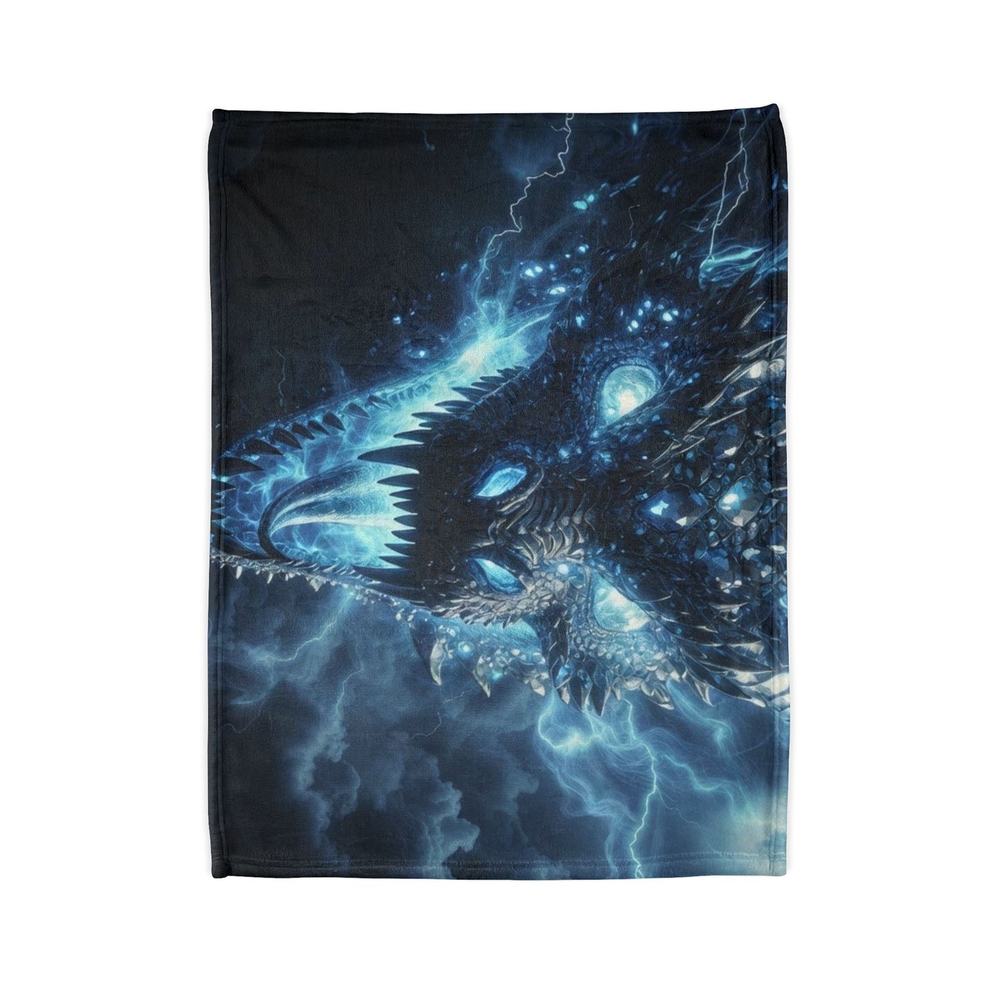 Electric Blue Dragon Blanket — Mystic Lightning Monster Throw