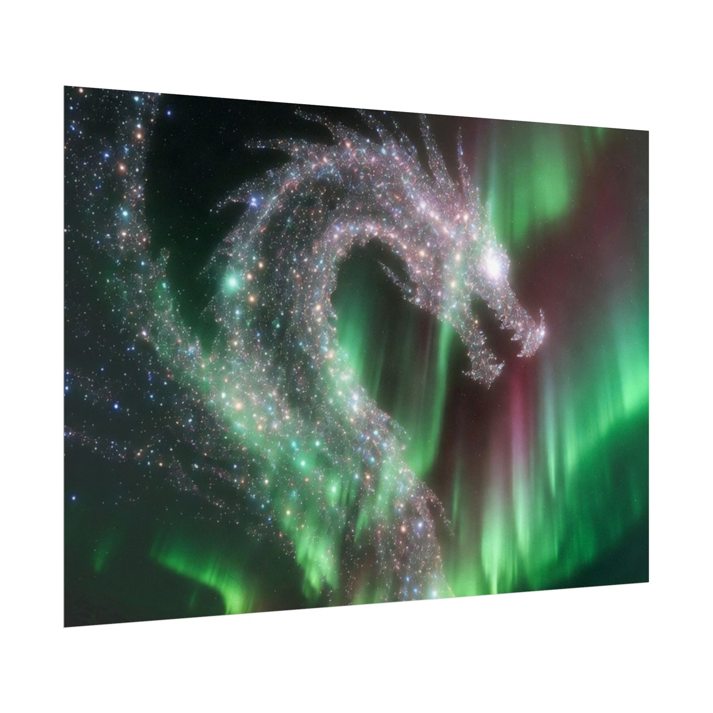 Aurora Dragon Poster — Northern Lights Fantasy Art Print