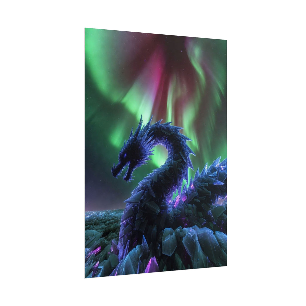 Aurora Crystal Dragon Poster — Fantasy Wall Art Print