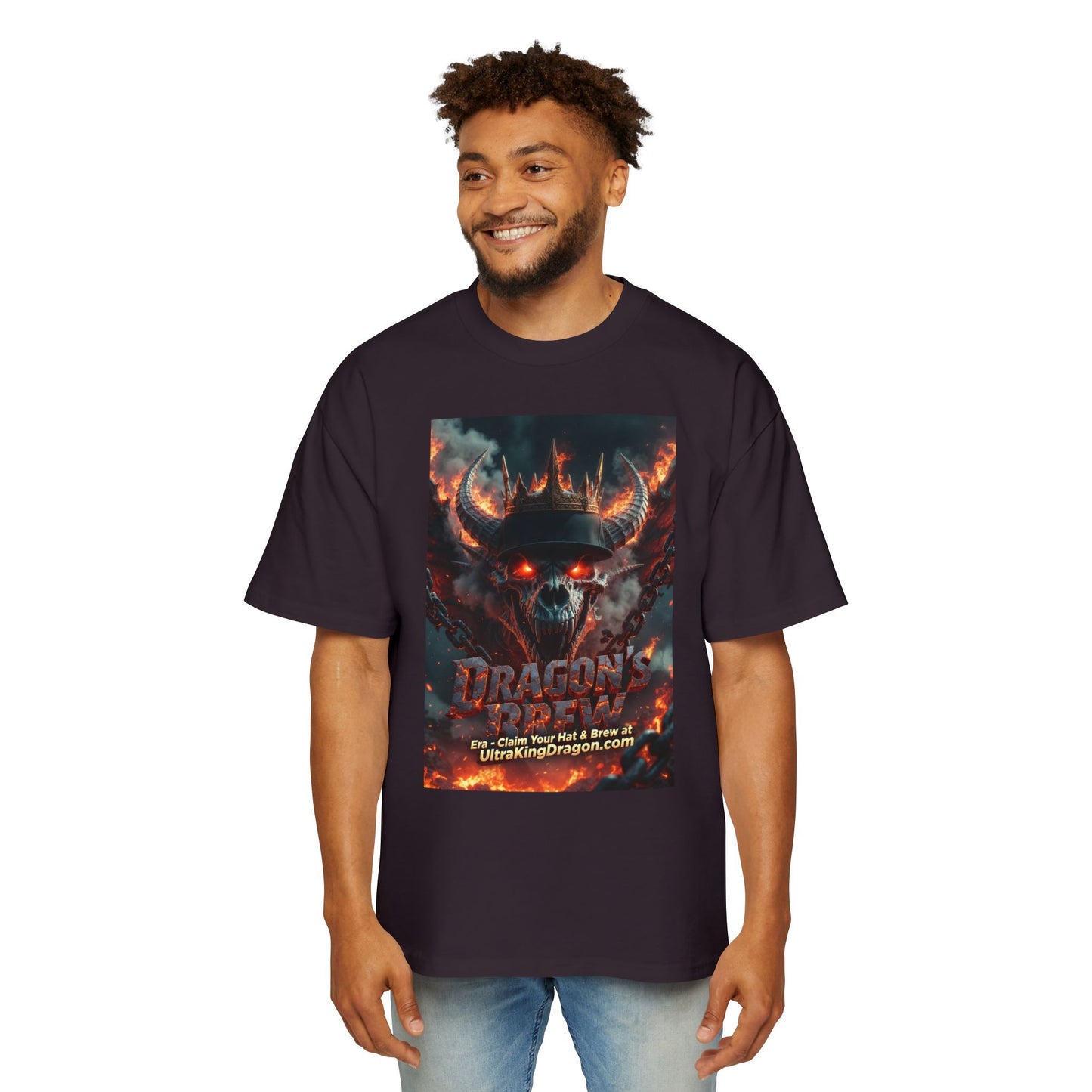 Dragon Skull Graphic Tee — Heavy Oversized Men's Fantasy T-Shirt