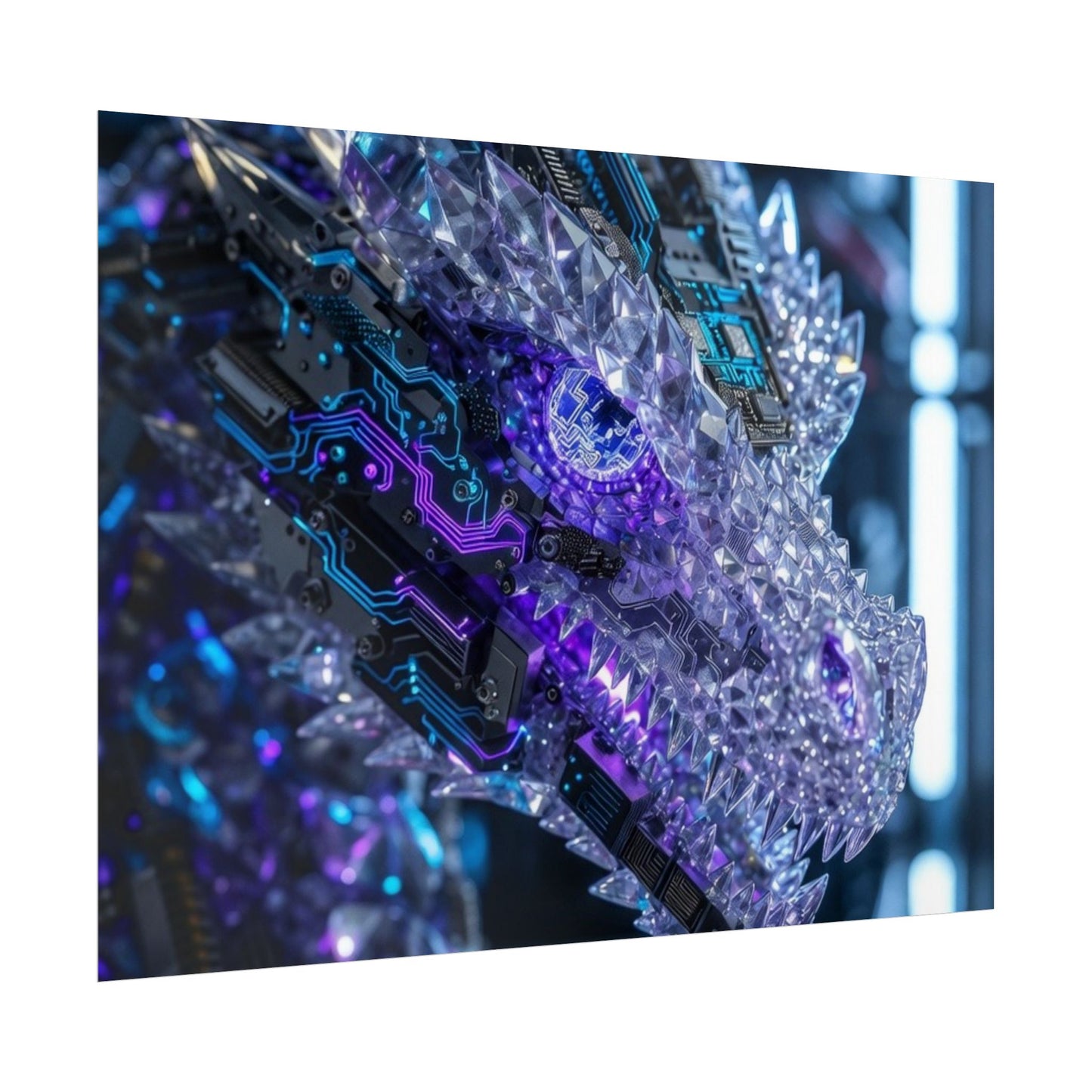 Rolled Poster — Cyber Crystal Dragon Art Print