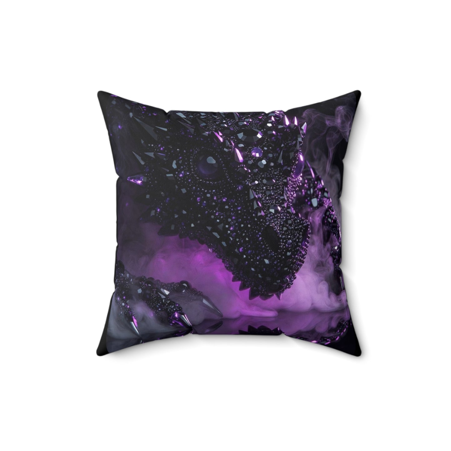 Dragon Art Throw Pillow — Purple Fantasy Reptile Decorative Cushion