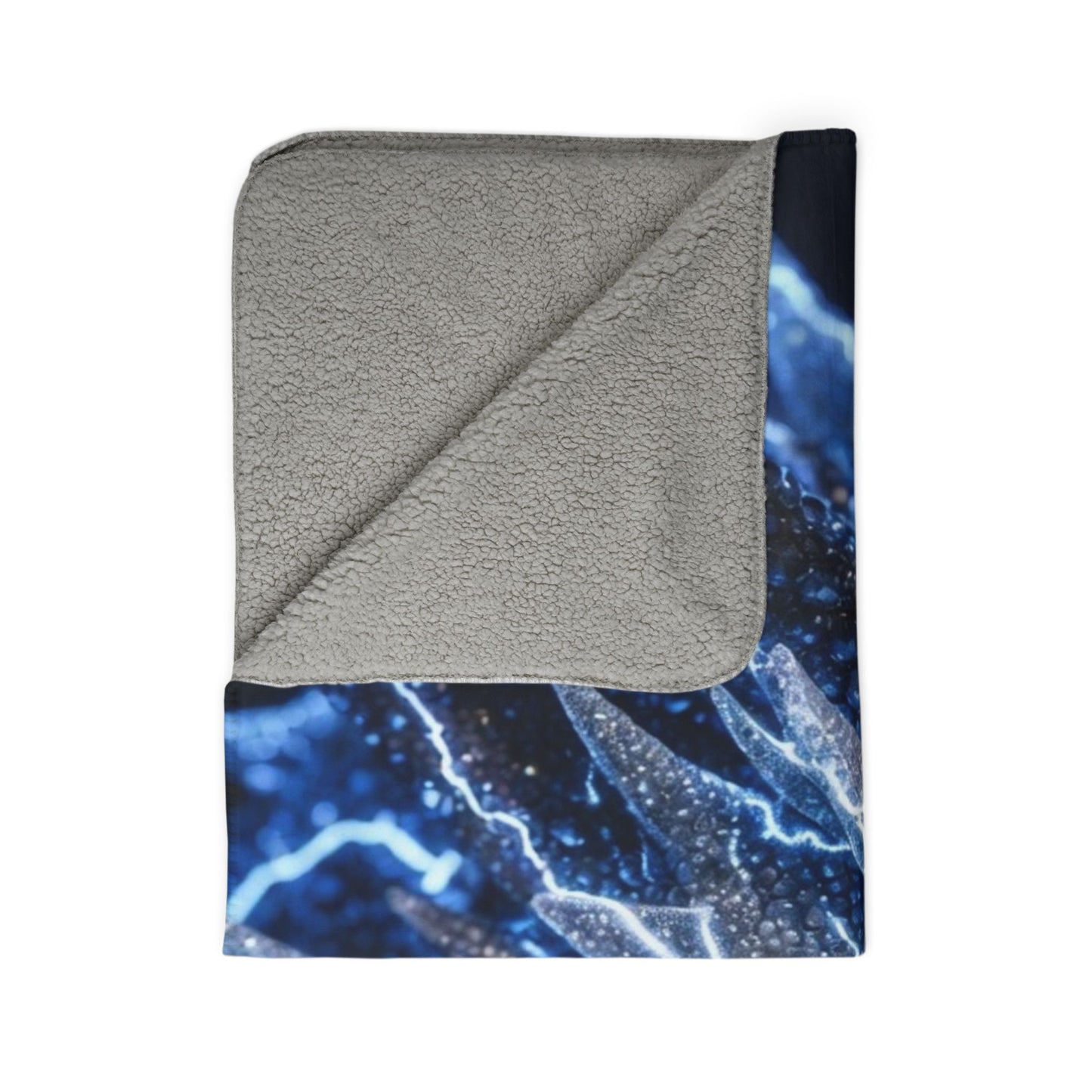 Electric Blue Dragon Sherpa Blanket — Lightning Fantasy Fleece Throw