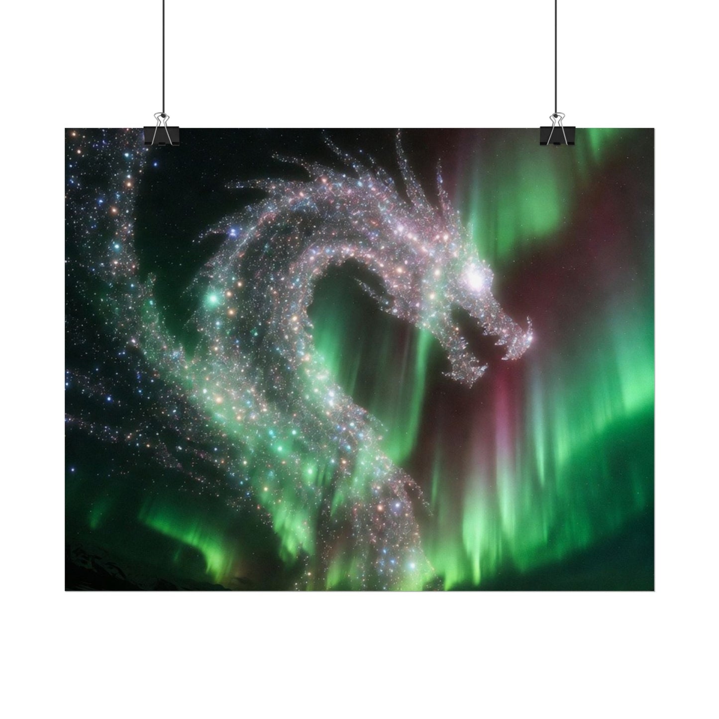 Aurora Dragon Poster — Northern Lights Fantasy Art Print