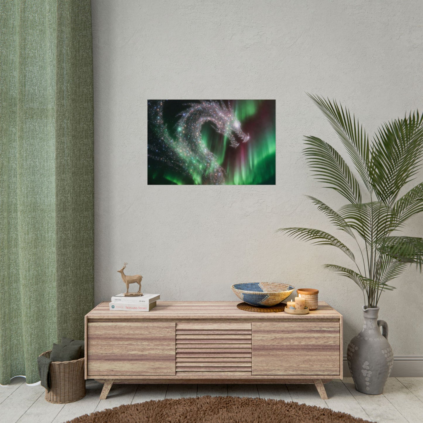 Aurora Dragon Poster — Northern Lights Fantasy Art Print