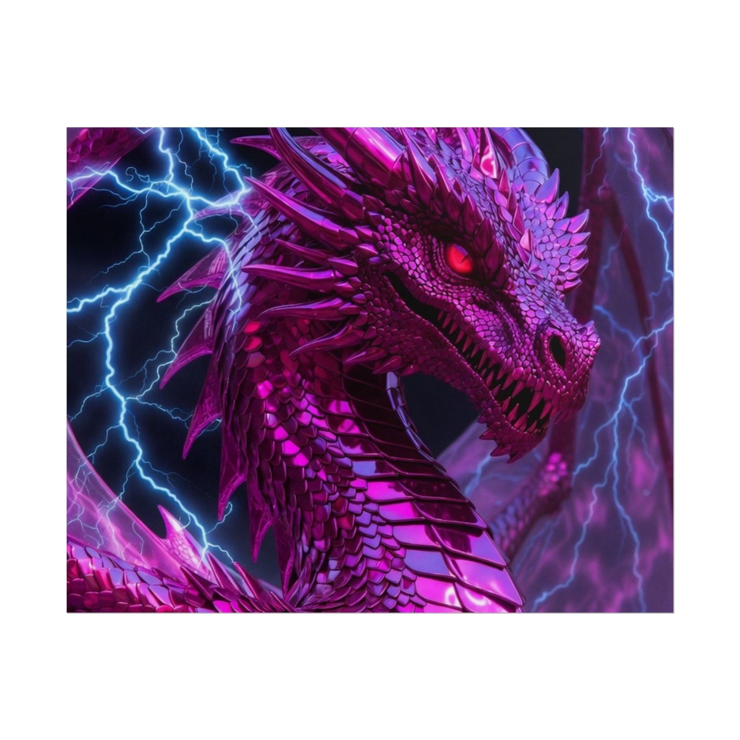 Pink Electric Dragon Poster — Fantasy Wall Art Rolled Poster