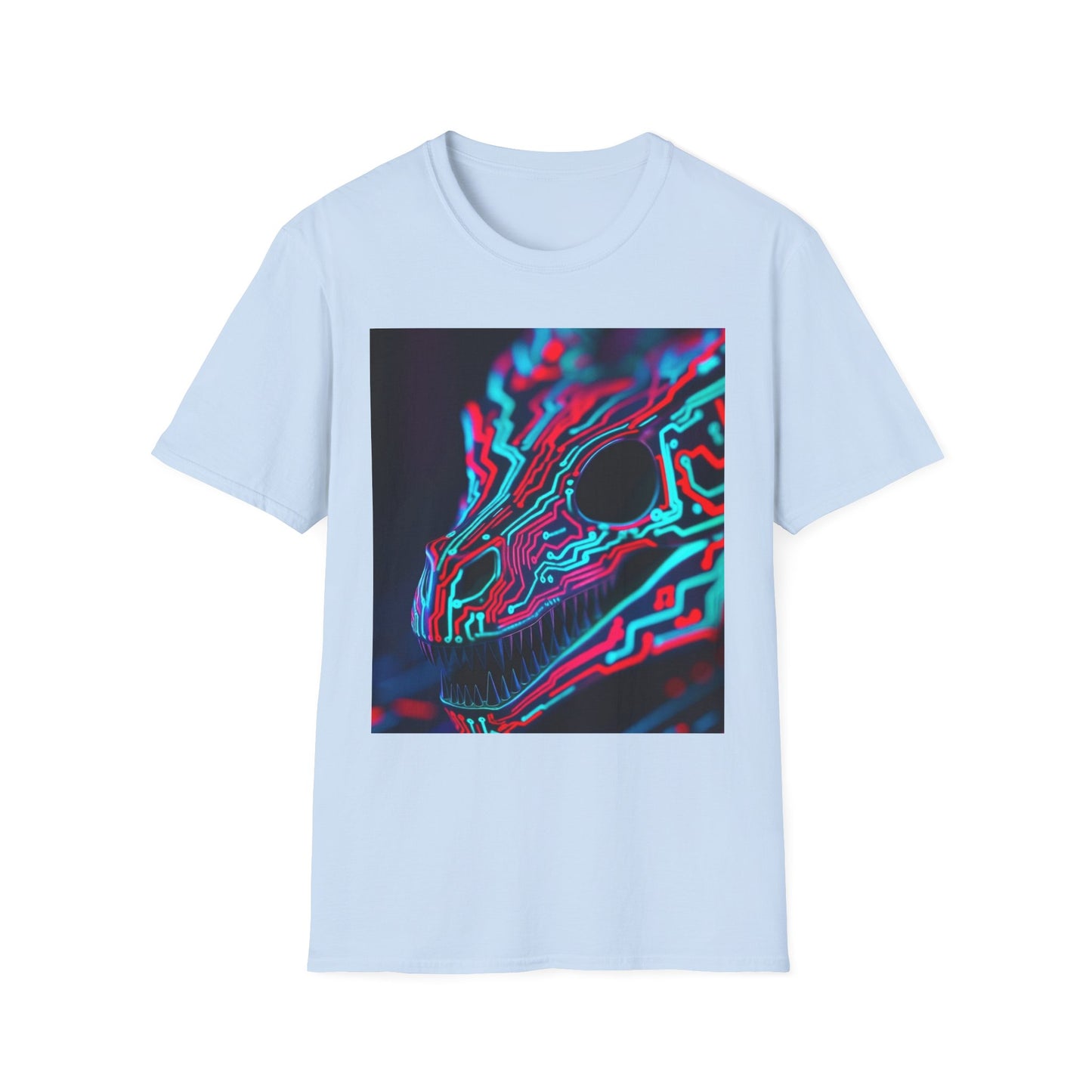 Neon Cyber Skull T-Shirt — Vaporwave Glitch Art Tee