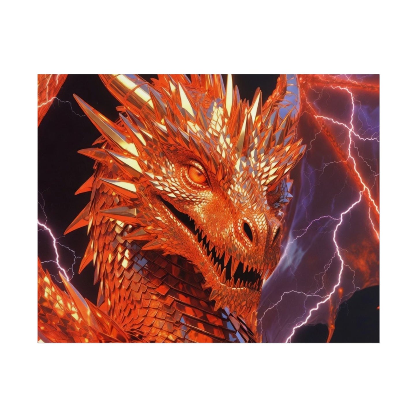 Orange Lightning Dragon Poster — Fantasy Wall Art for Gamers & Fans