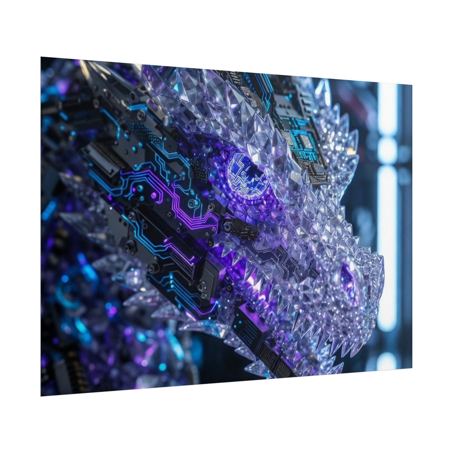 Rolled Poster — Cyber Crystal Dragon Art Print
