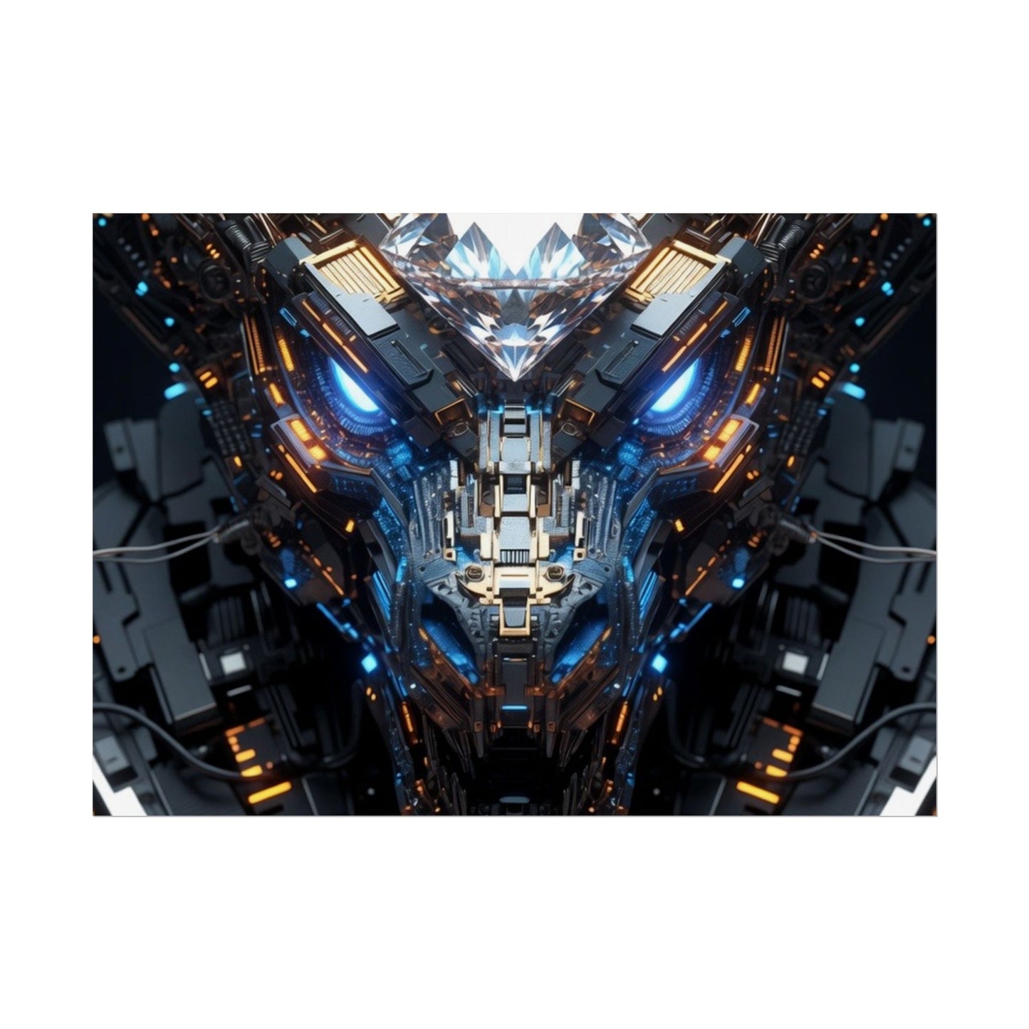 Futuristic Mech Dragon Poster – Cybernetic Robot Art Print