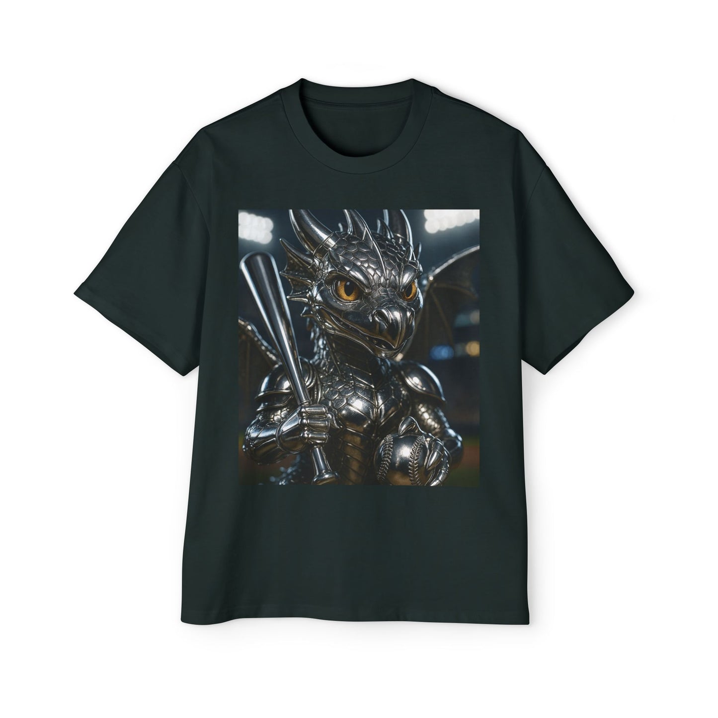 Metallic Dragon Graphic Tee - Oversized Heavy T-Shirt for Gamers, Fantasy Fans, Gifts for Birthdays, Comic Con, Summer Style