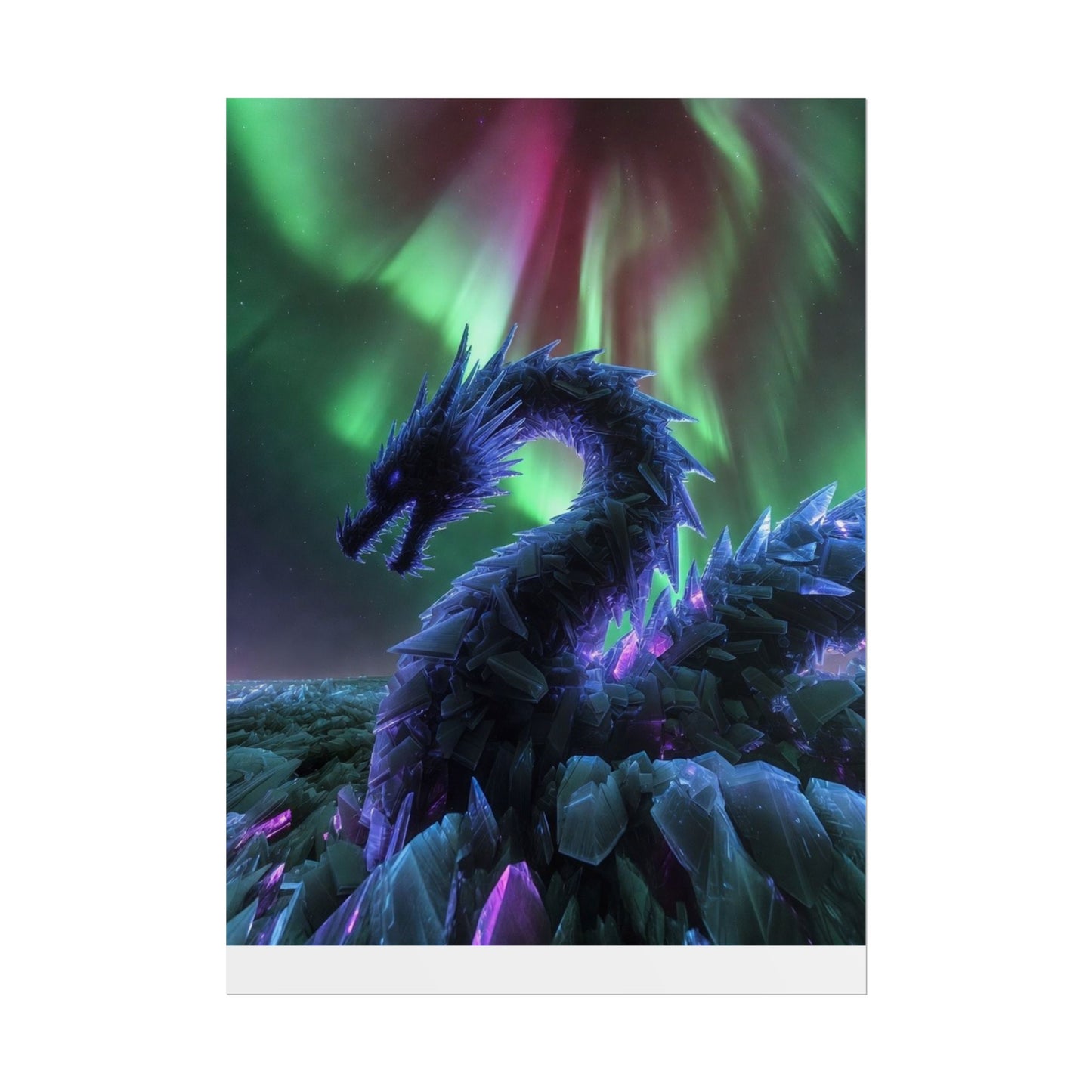 Aurora Crystal Dragon Poster — Fantasy Wall Art Print