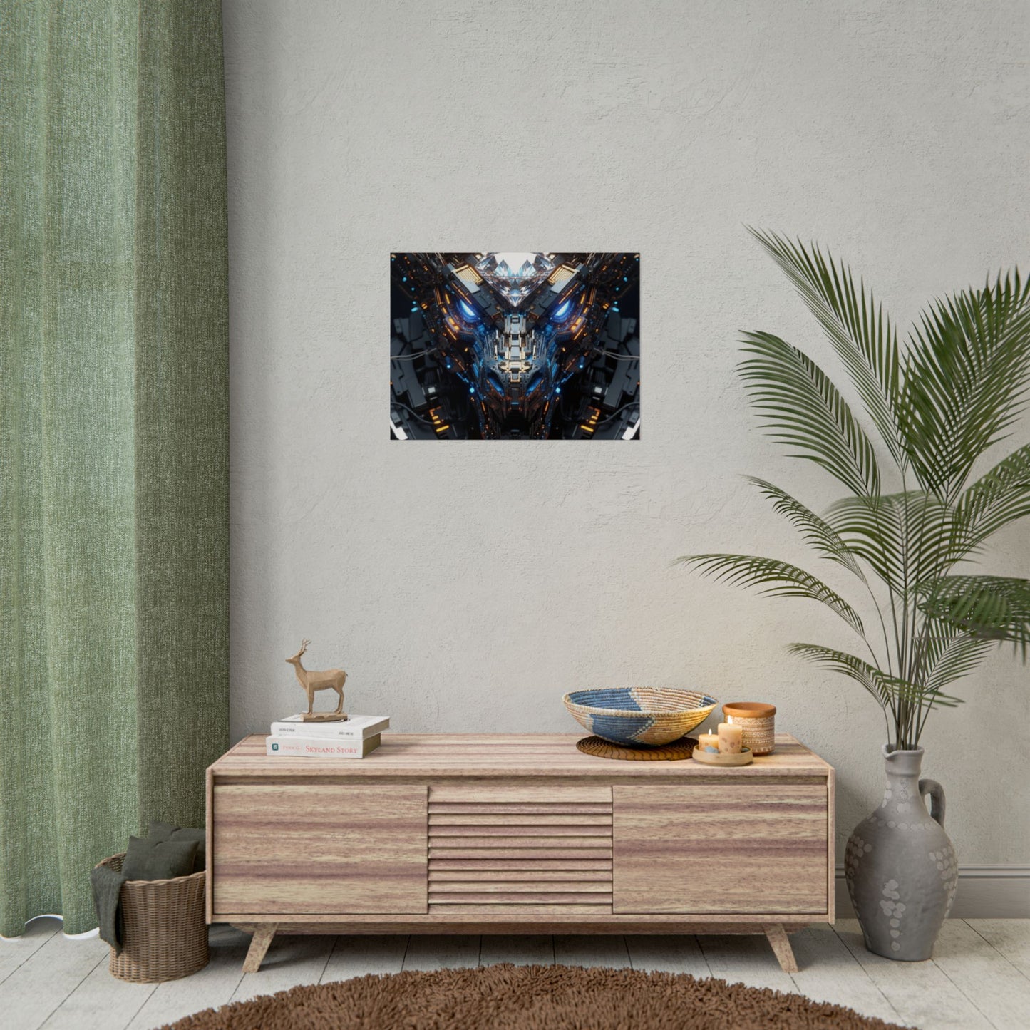 Futuristic Mech Dragon Poster – Cybernetic Robot Art Print