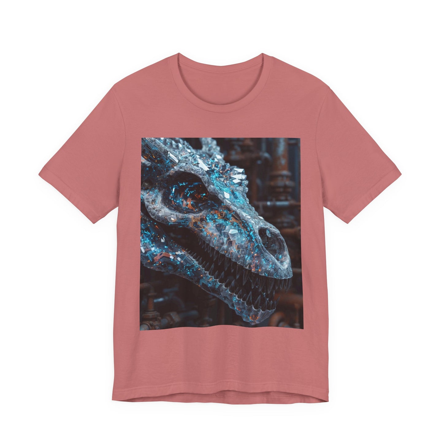 Dragon Skull Graphic Tee — Iridescent Fossil Art T-Shirt