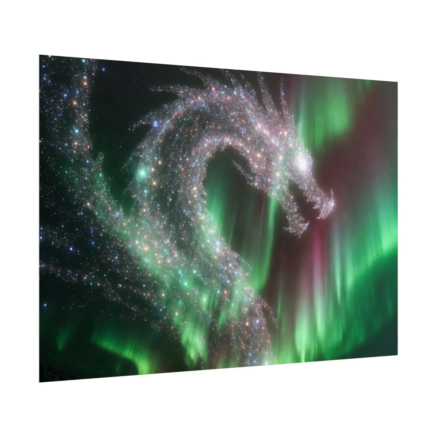 Aurora Dragon Poster — Northern Lights Fantasy Art Print