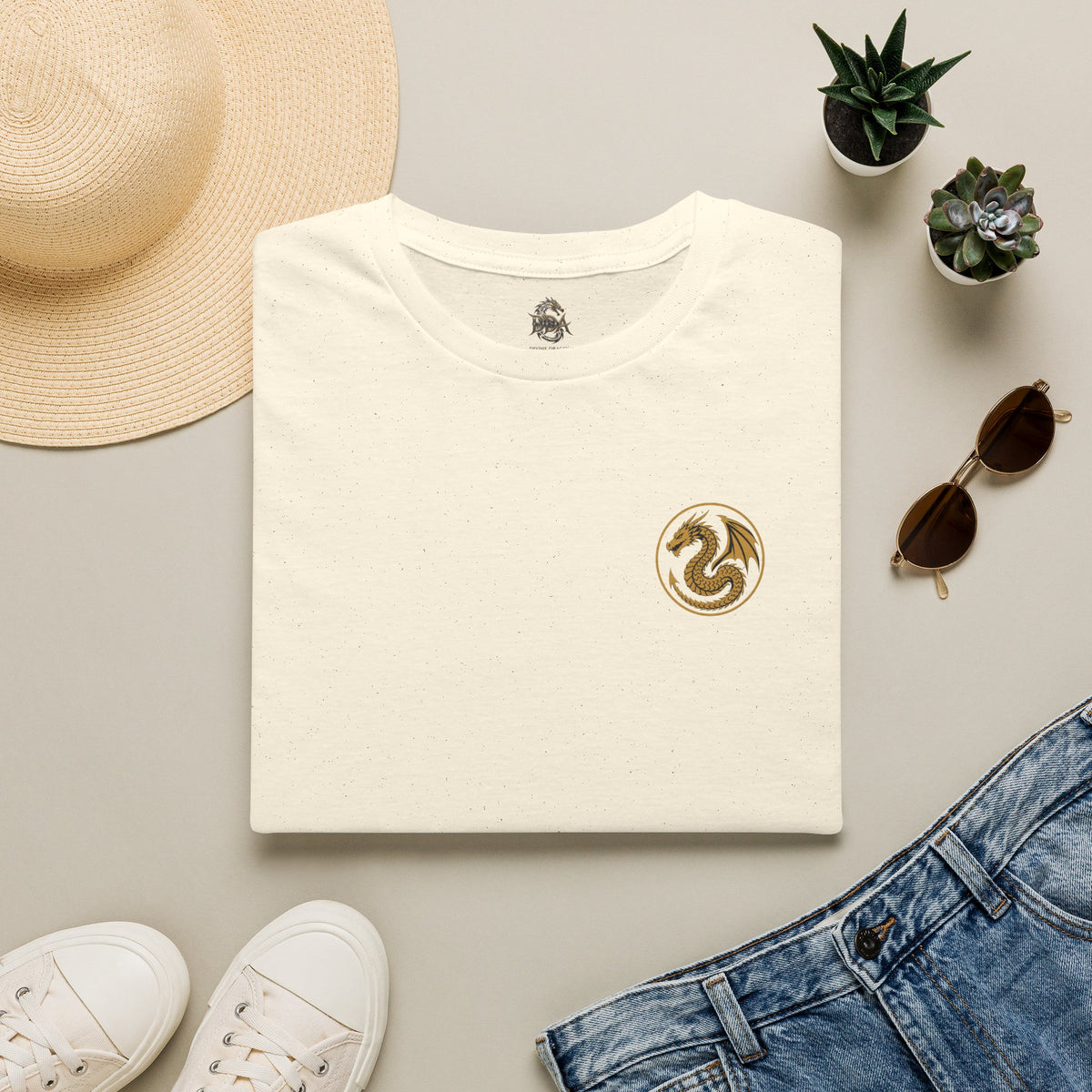 A # 1 Selling Divine Dragon Armor Pocket T-Shirt — Vintage Gold Emblem Tee