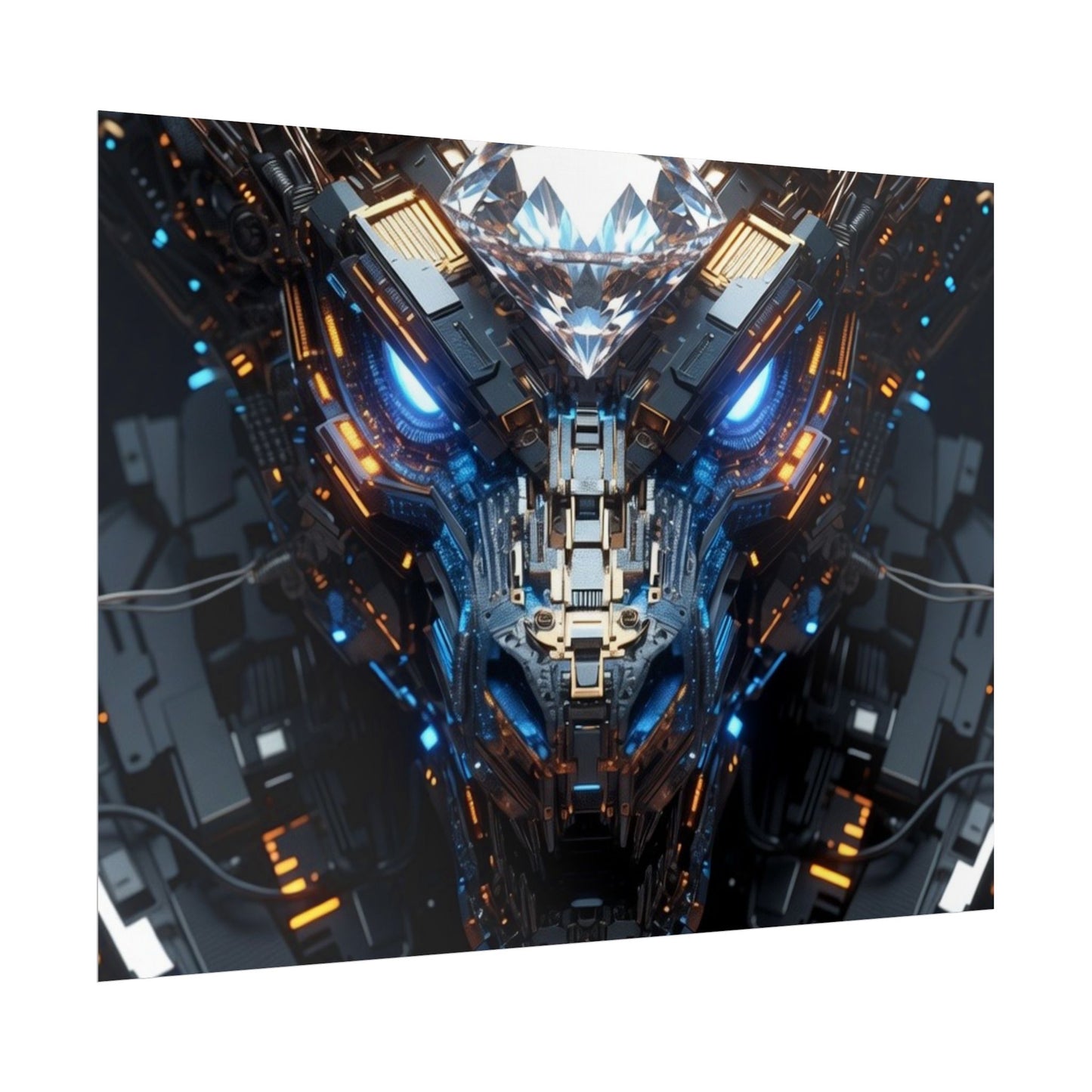 Futuristic Mech Dragon Poster – Cybernetic Robot Art Print