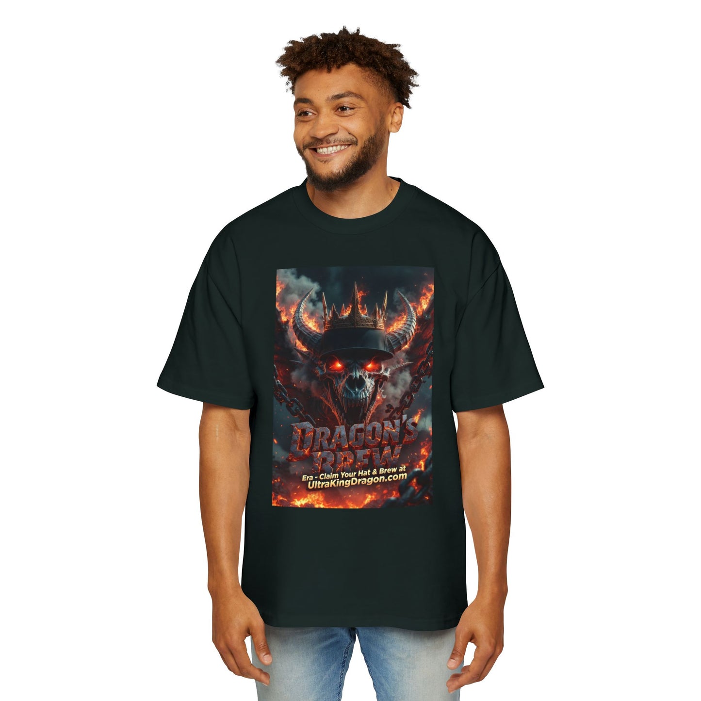 Dragon Skull Graphic Tee — Heavy Oversized Men's Fantasy T-Shirt