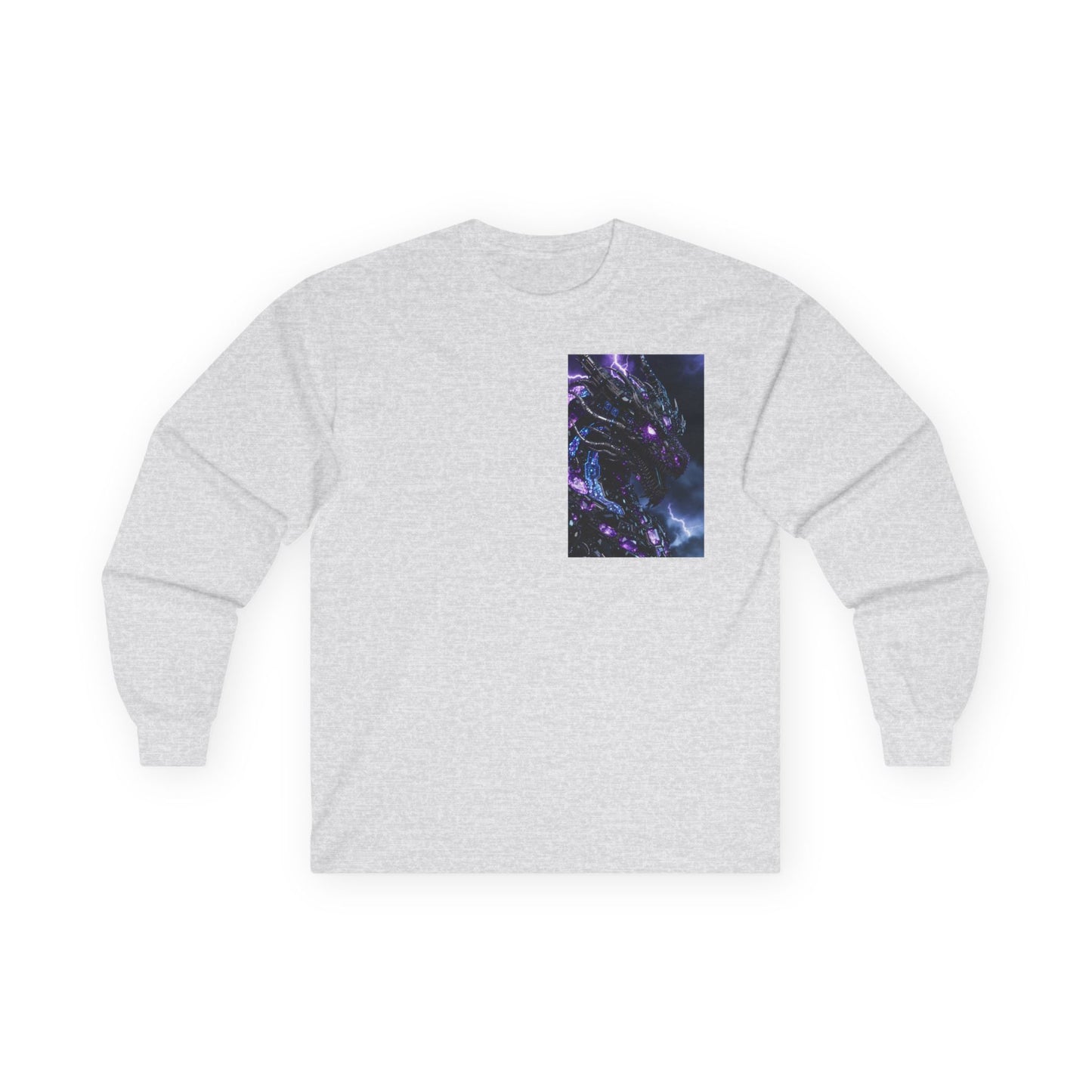 Cosmic Dragon Pocket Long Sleeve Tee — Neon Galaxy Illustration