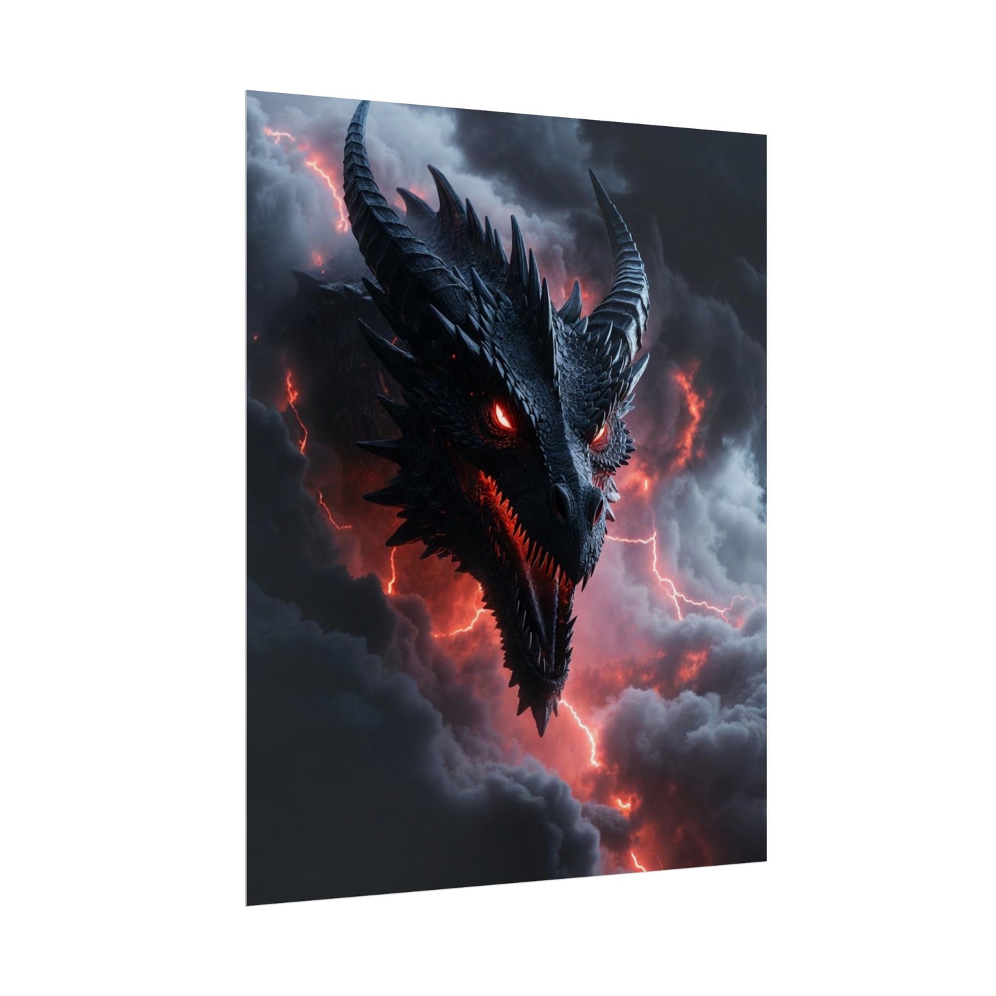 Dragon Storm Rolled Poster — Dark Fantasy Dragon Wall Art