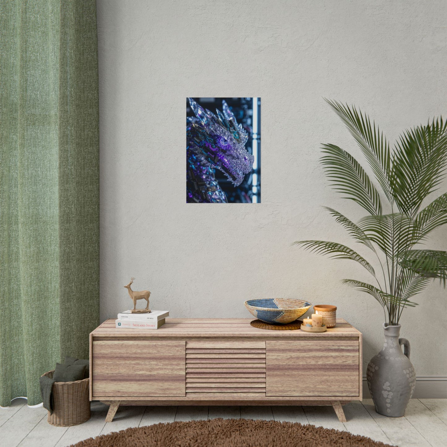 Rolled Poster — Cyber Crystal Dragon Art Print