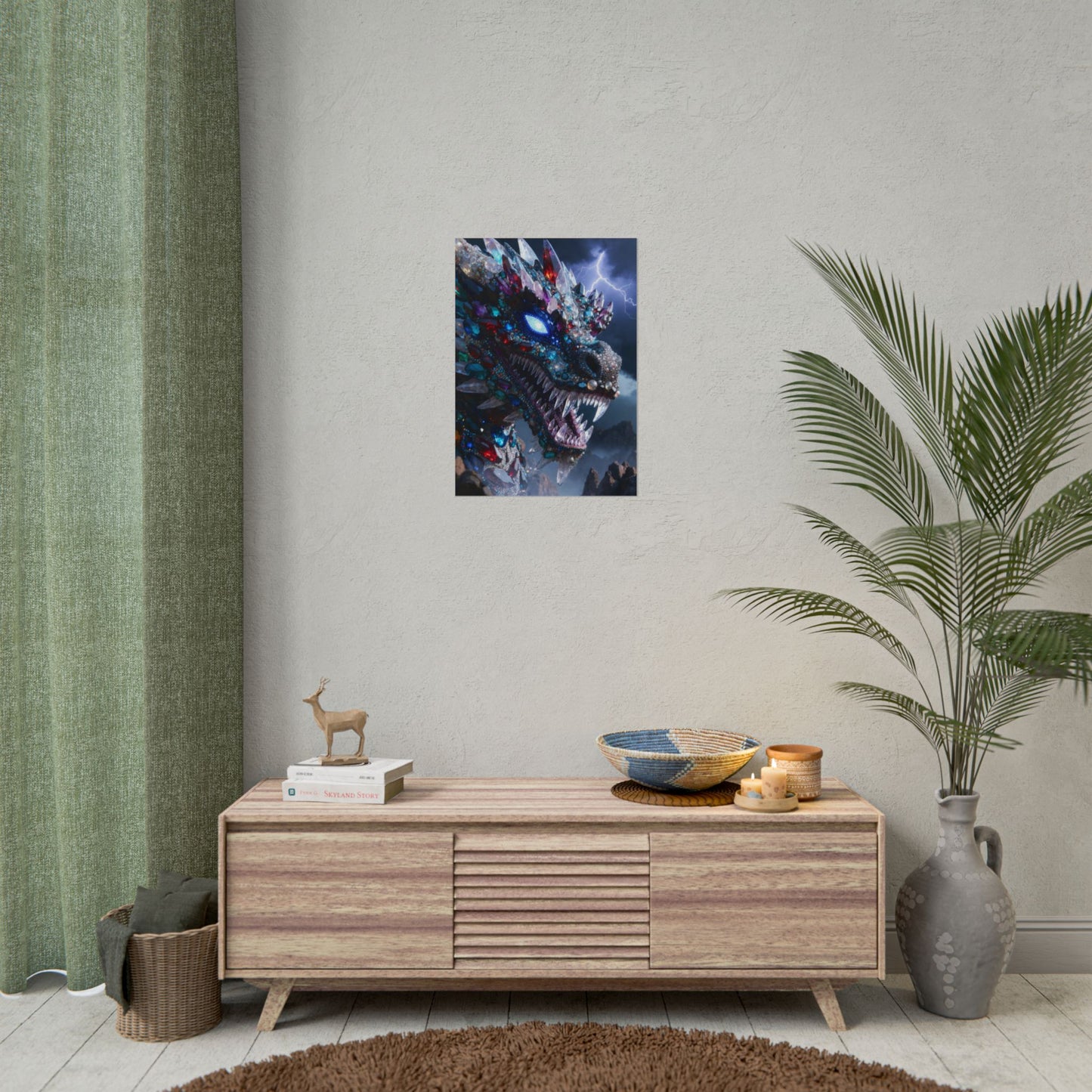 Dragon Crystal Poster — Fantasy Gem-Encrusted Dragon Wall Art (Rolled Poster)