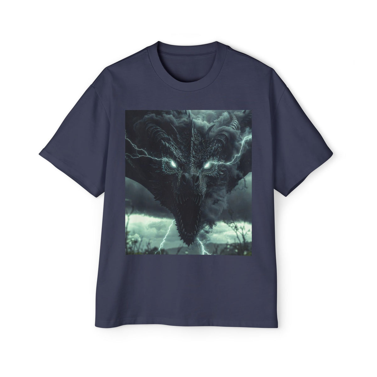 A Storm Dragon Graphic Tee — Dark Fantasy Oversized Men's T-Shirt