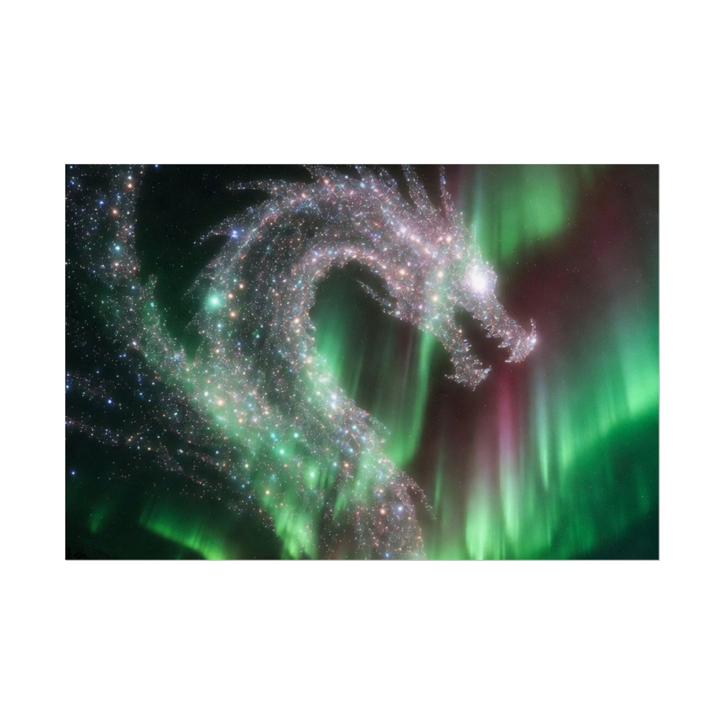 Aurora Dragon Poster — Northern Lights Fantasy Art Print