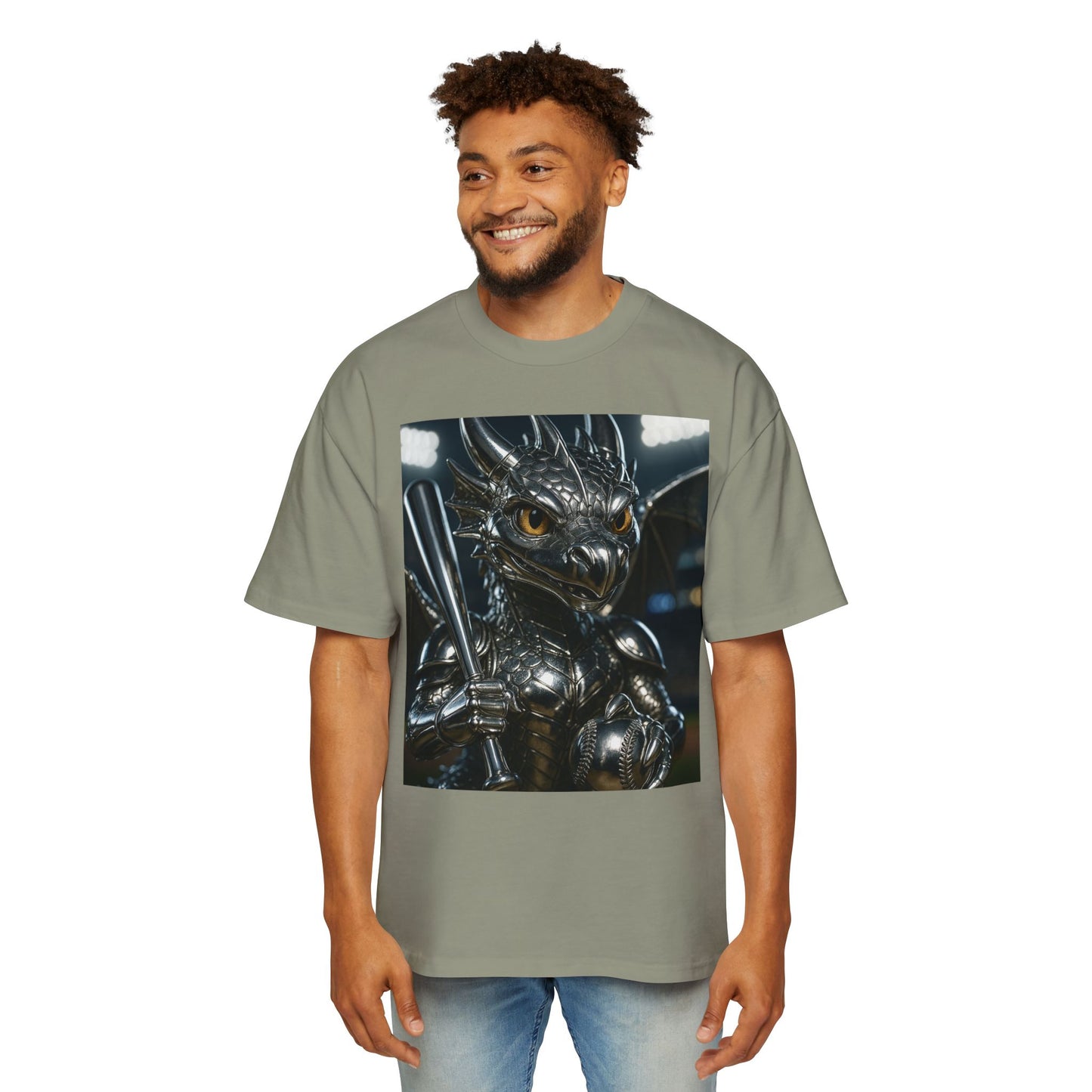 Metallic Dragon Graphic Tee - Oversized Heavy T-Shirt for Gamers, Fantasy Fans, Gifts for Birthdays, Comic Con, Summer Style