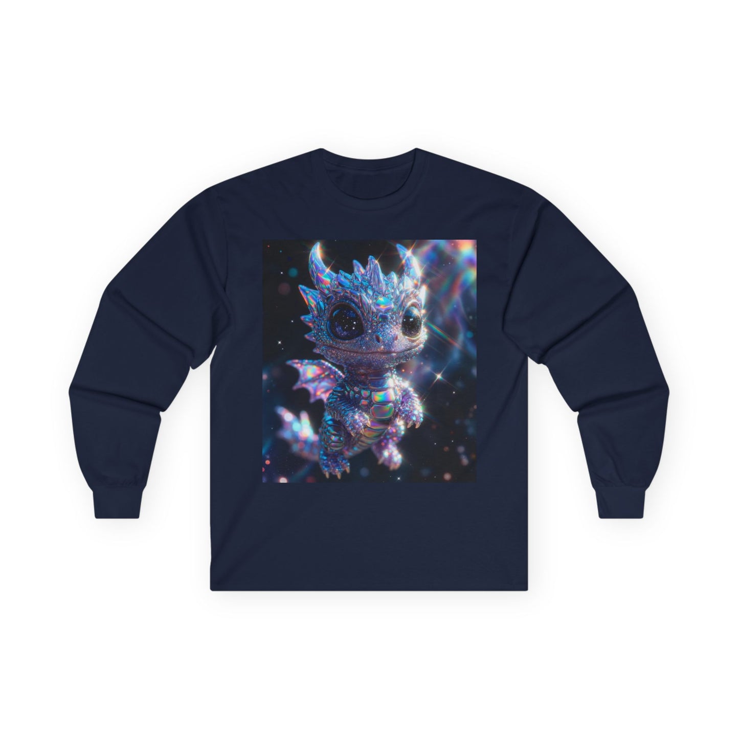 Crystal Baby Dragon Long Sleeve Tee — Sparkly Fantasy Crewneck