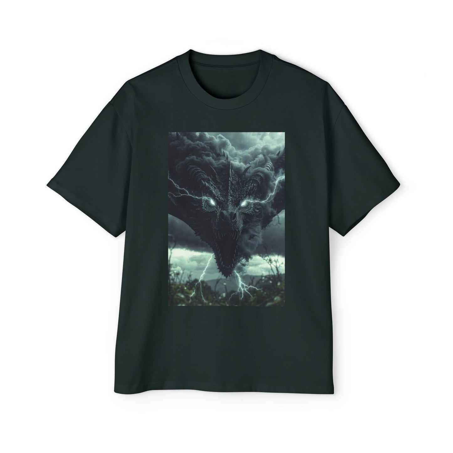 Storm Dragon Graphic Tee — Dark Fantasy Oversized Men's T-Shirt