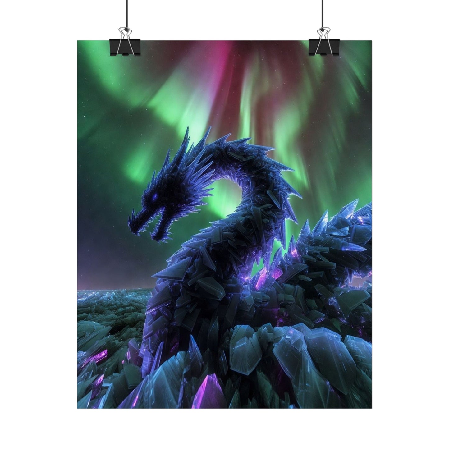 Aurora Crystal Dragon Poster — Fantasy Wall Art Print