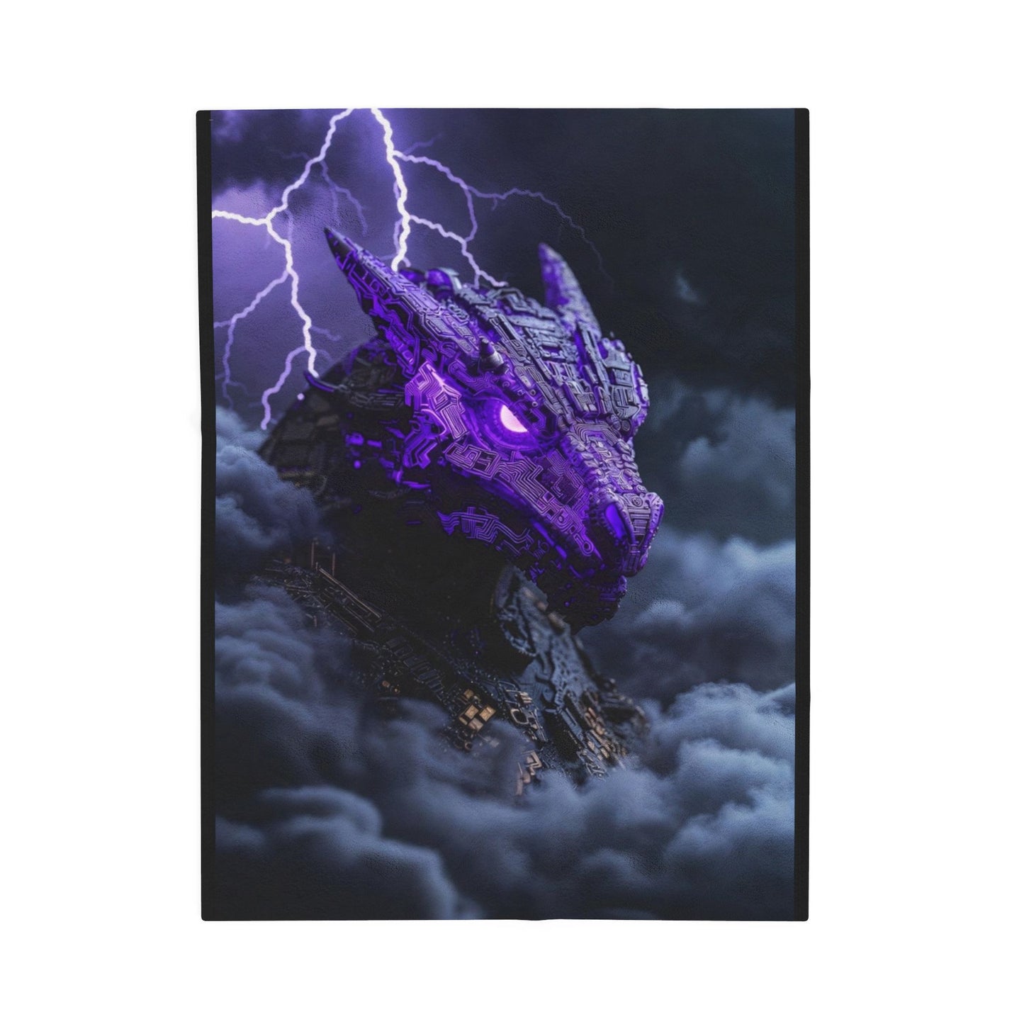 Dragon Storm Velveteen Plush Blanket — Purple Lightning Fantasy Throw