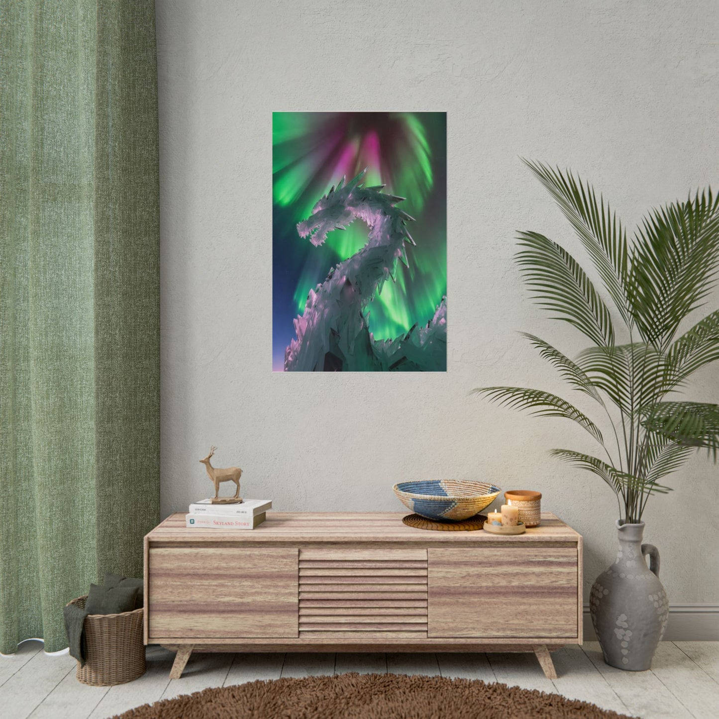 Aurora Ice Dragon Poster — Fantasy Wall Art Rolled Poster