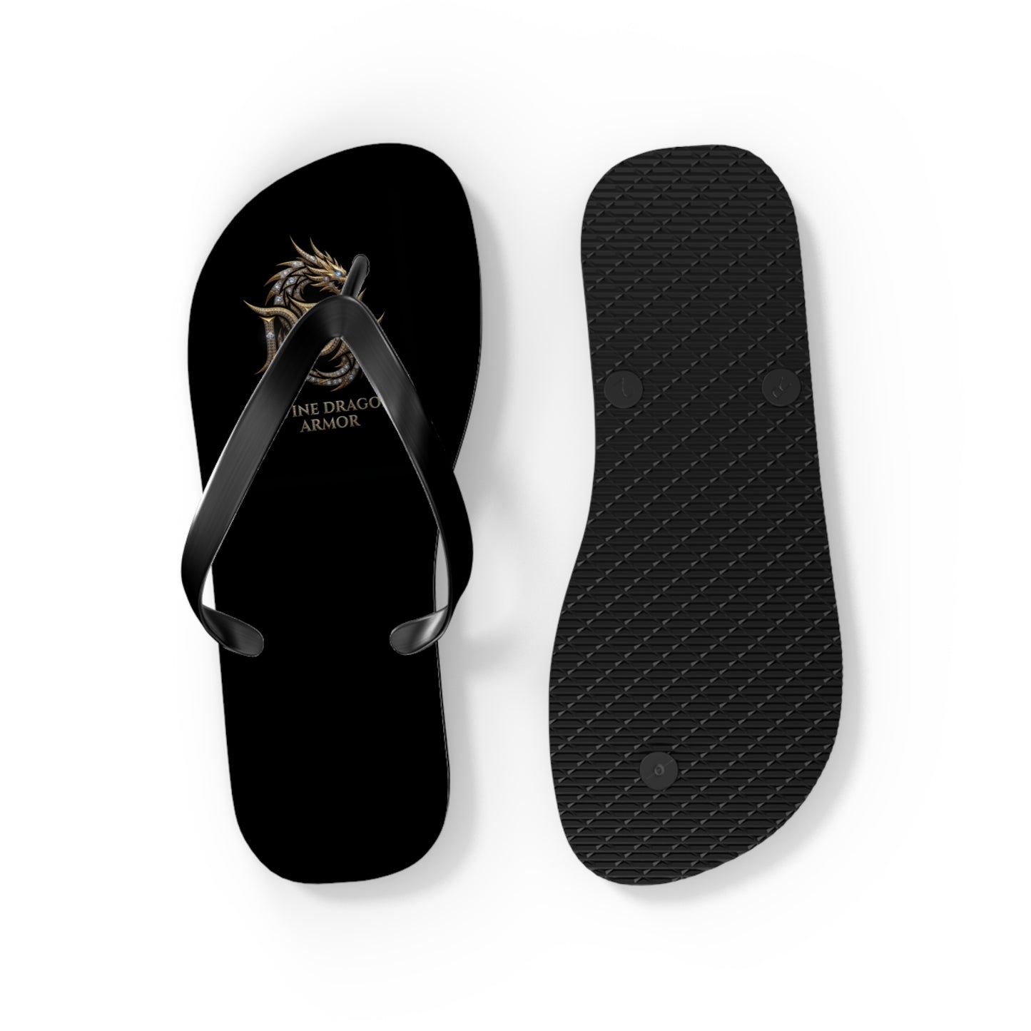 Dragon Armor Flip Flops – Black Fantasy Shield Beach Sandals