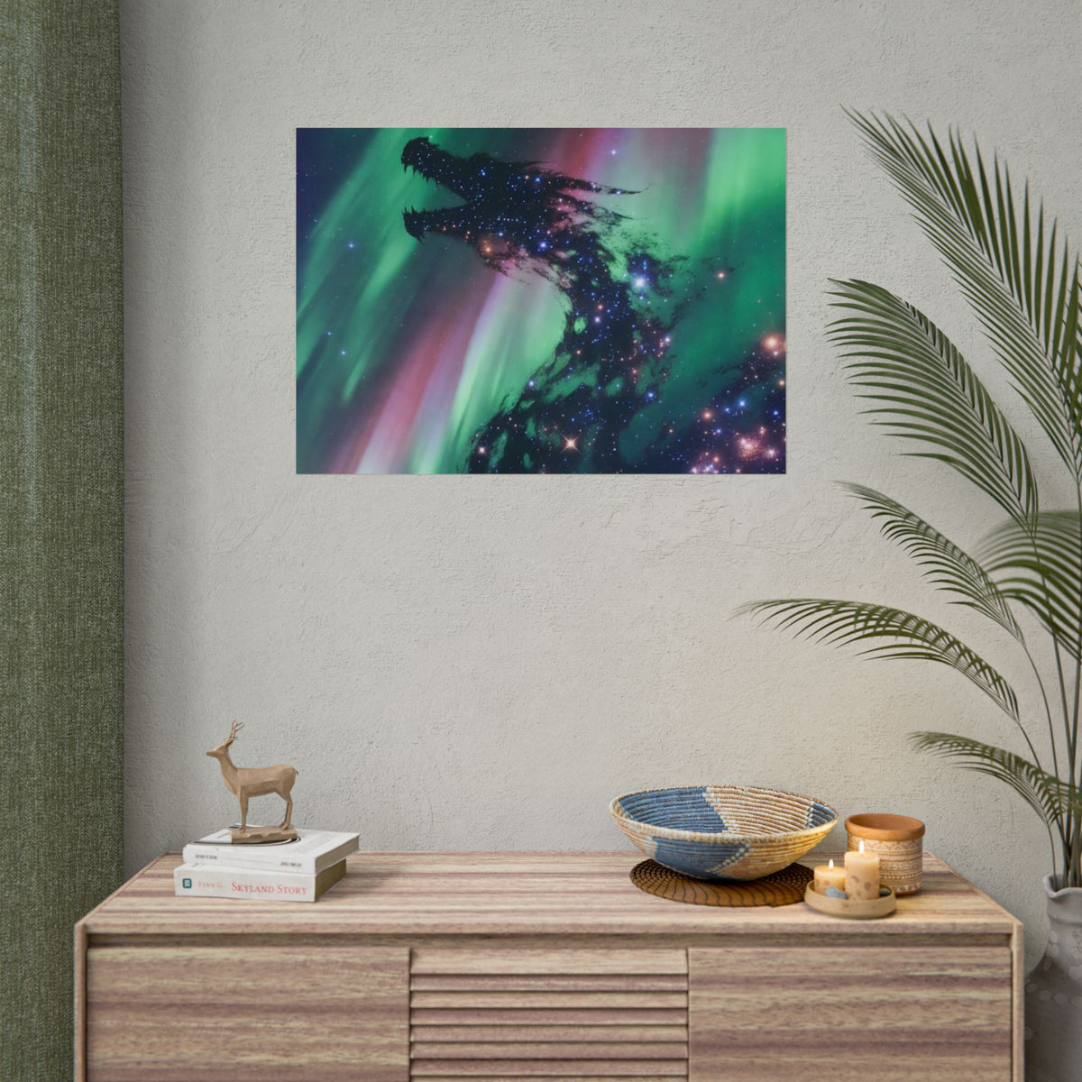 Aurora Dragon Poster — Cosmic Northern Lights Wall Art (Rolled Poster)