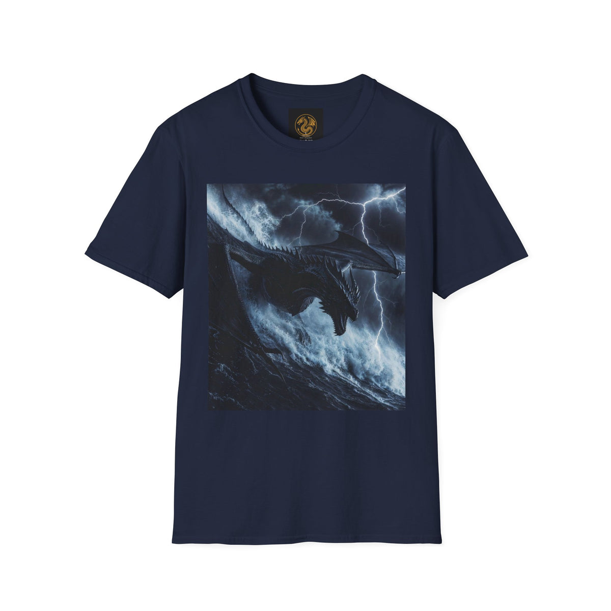 A Stormy Oceanic Dragon T-Shirt — Dark Ocean Lightning Graphic Tee