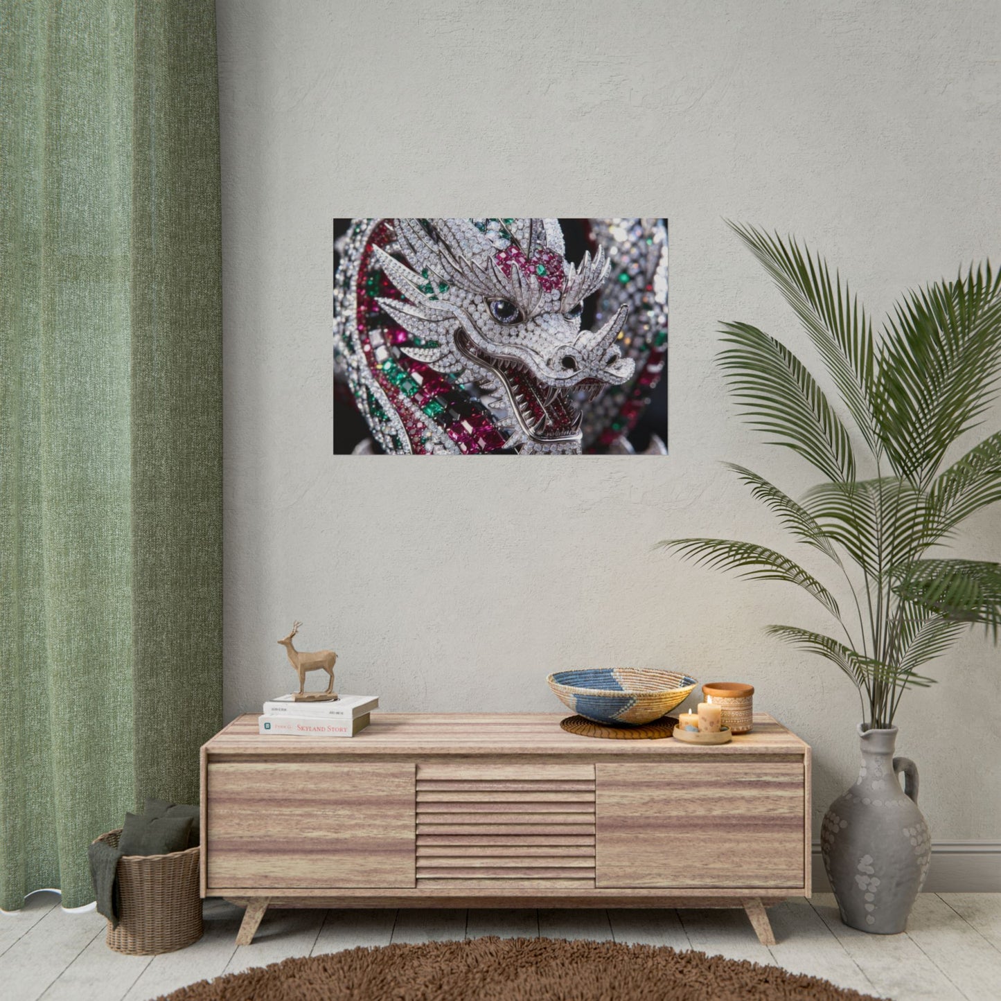 Dragon Jewel Poster — Luxury Gemstone Dragon Wall Art (Rolled Poster)