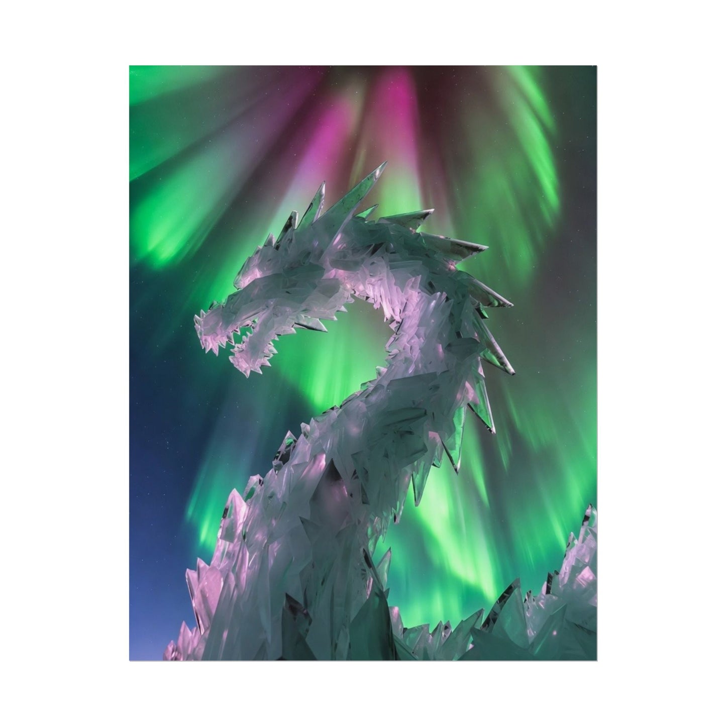 Aurora Ice Dragon Poster — Fantasy Wall Art Rolled Poster