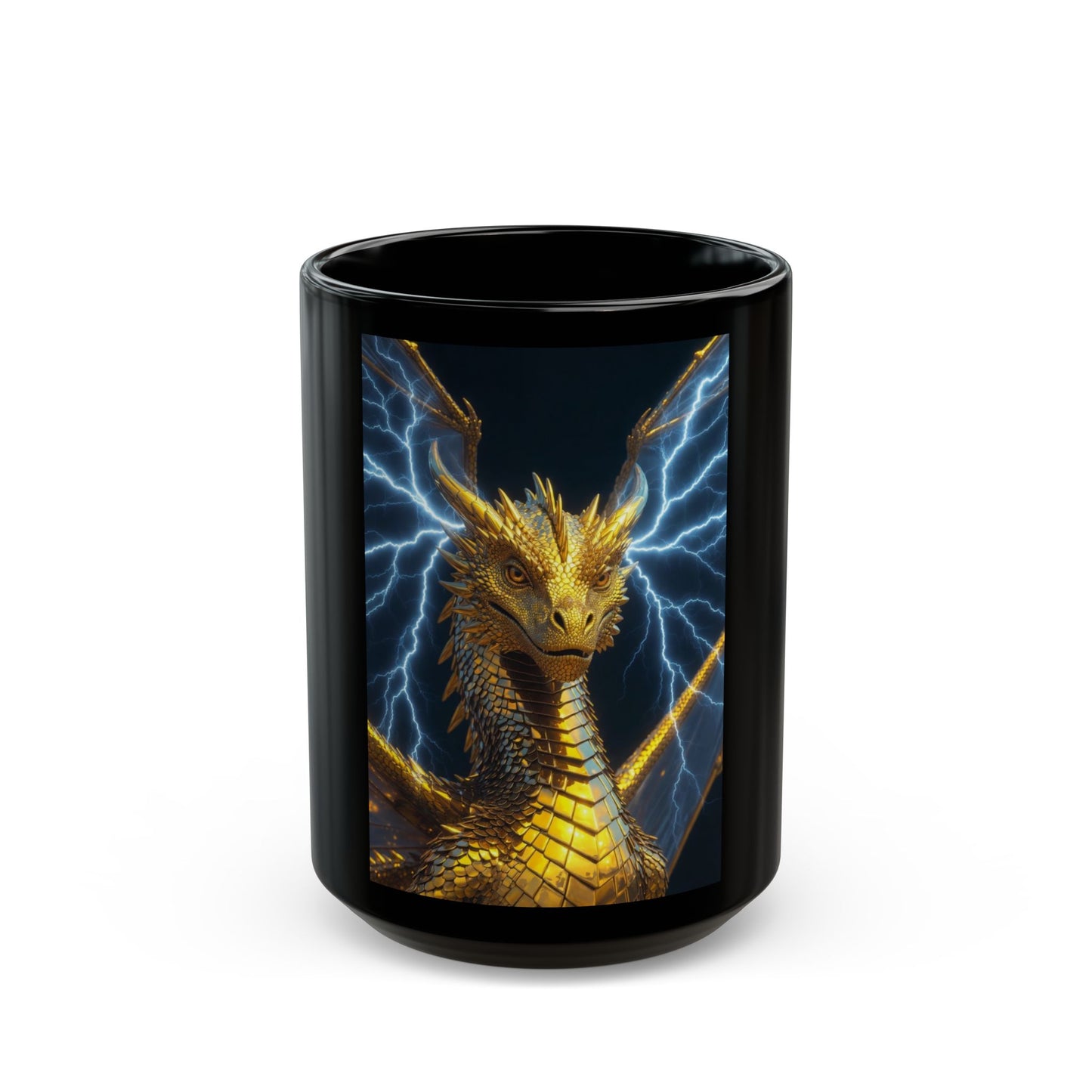 Golden Storm Dragon Mug — Fantasy Dragon Coffee Cup (11oz & 15oz)