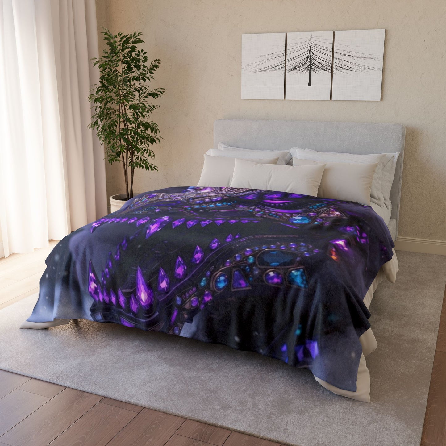 Mystic Dragon Plush Blanket — Purple Gem Dragon Fantasy Throw