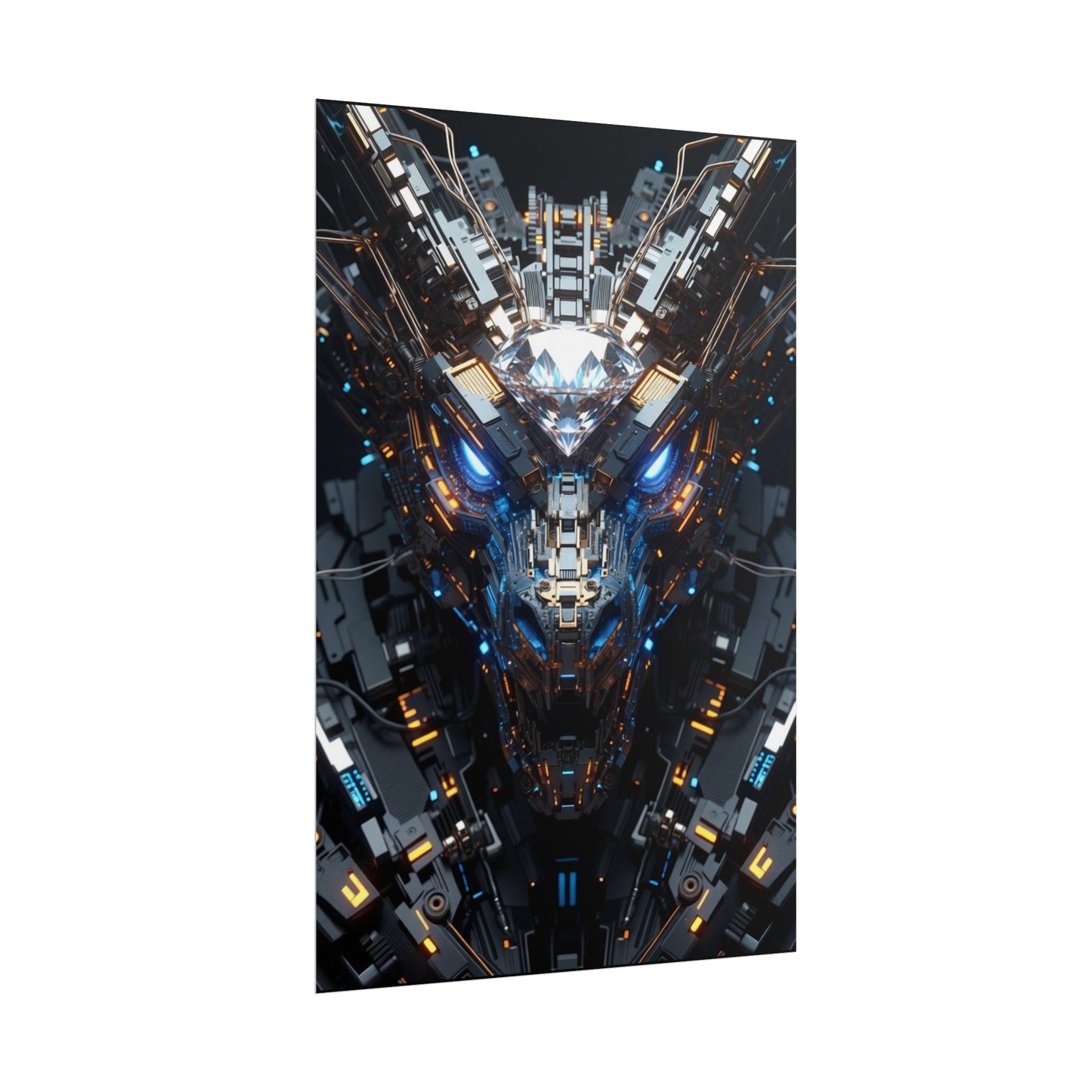 Futuristic Mech Dragon Poster – Cybernetic Robot Art Print