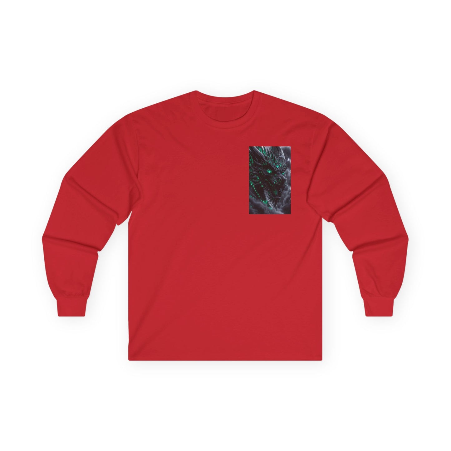 Long Sleeve Tee — Abstract Emerald Marble Pocket Design