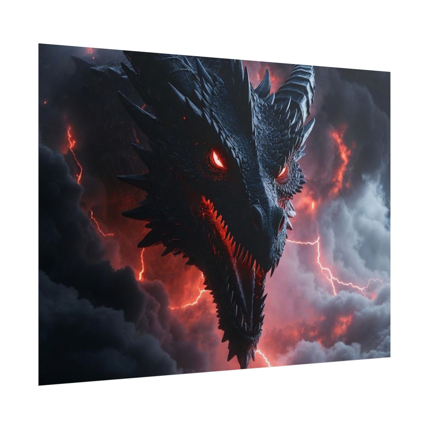 Dragon Storm Rolled Poster — Dark Fantasy Dragon Wall Art
