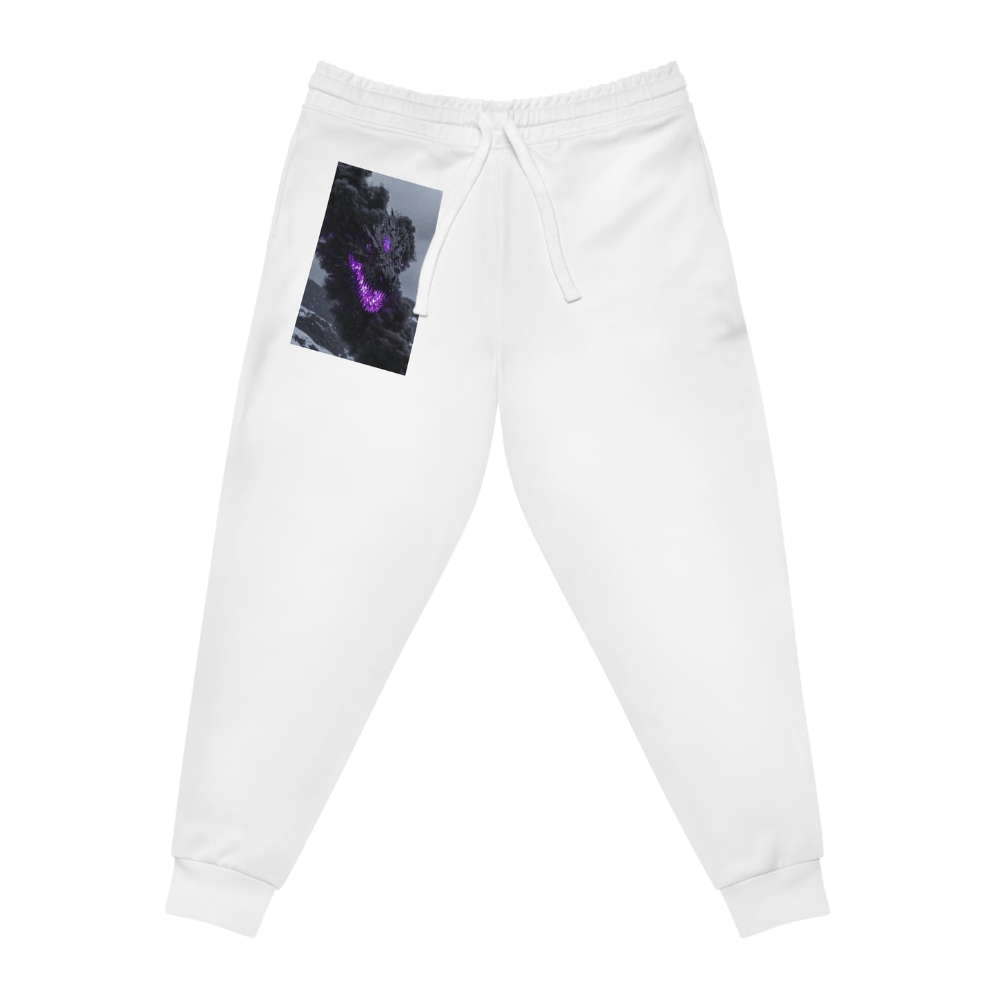 White Athletic Joggers with Dark Storm Graphic & Purple Heart Accent