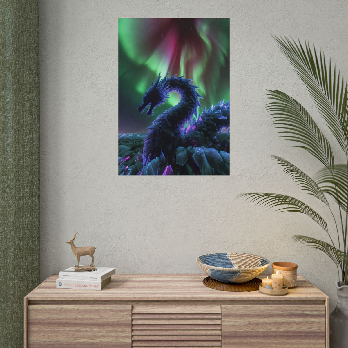 Aurora Crystal Dragon Poster — Fantasy Wall Art Print