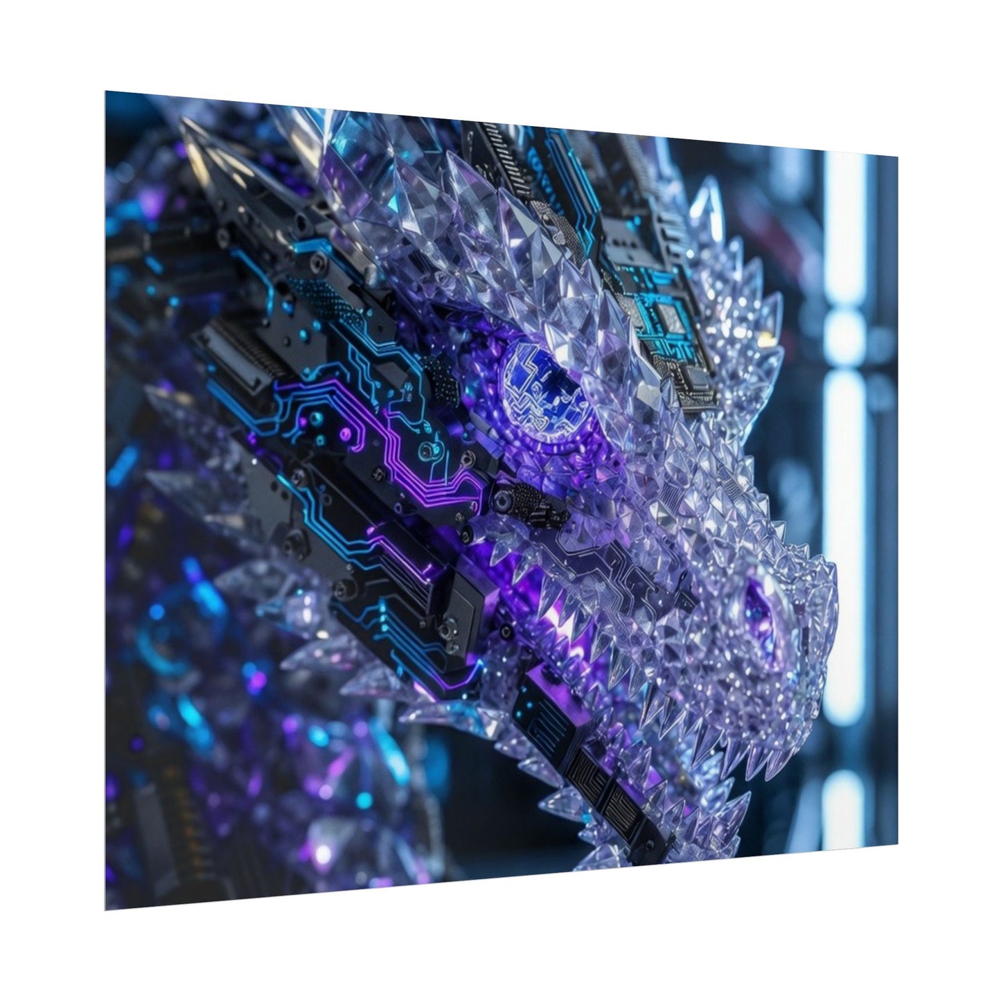Rolled Poster — Cyber Crystal Dragon Art Print